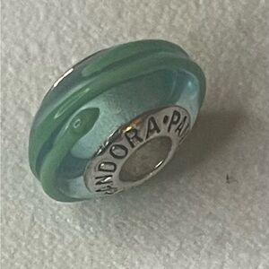 Blue & green swirl Murano Pandora glass charm